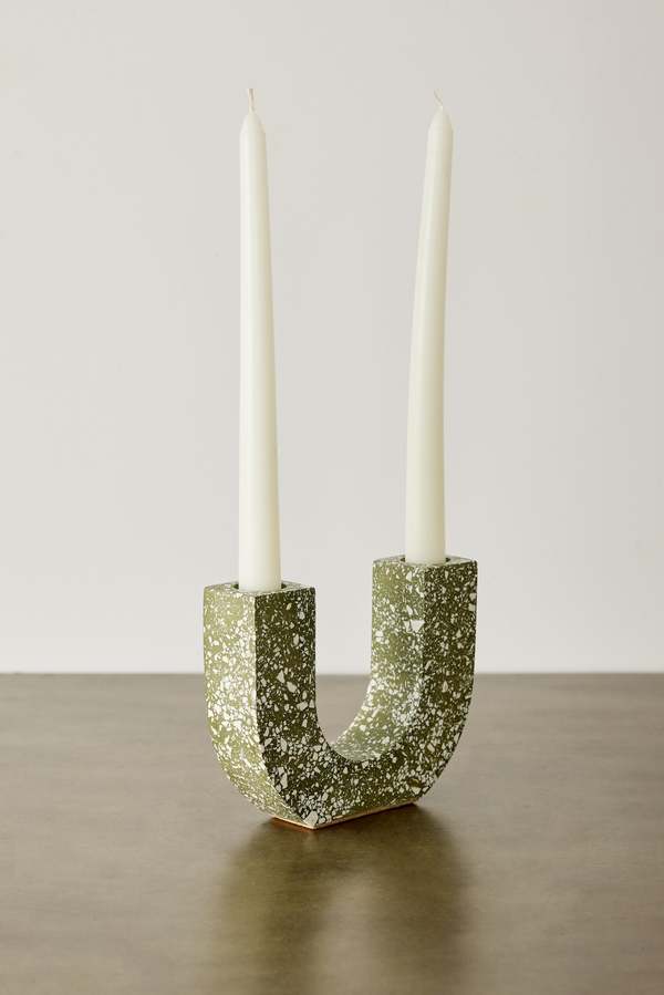 Kanju Interiors U-Shaped Terrazzo Taper Candle Holder