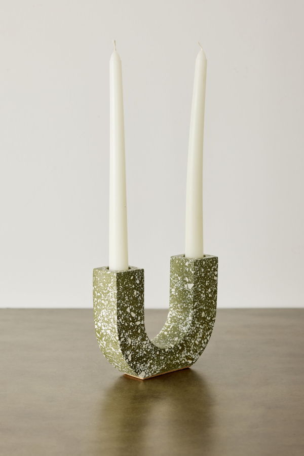 Kanju Interiors U-Shaped Terrazzo Taper Candle Holder