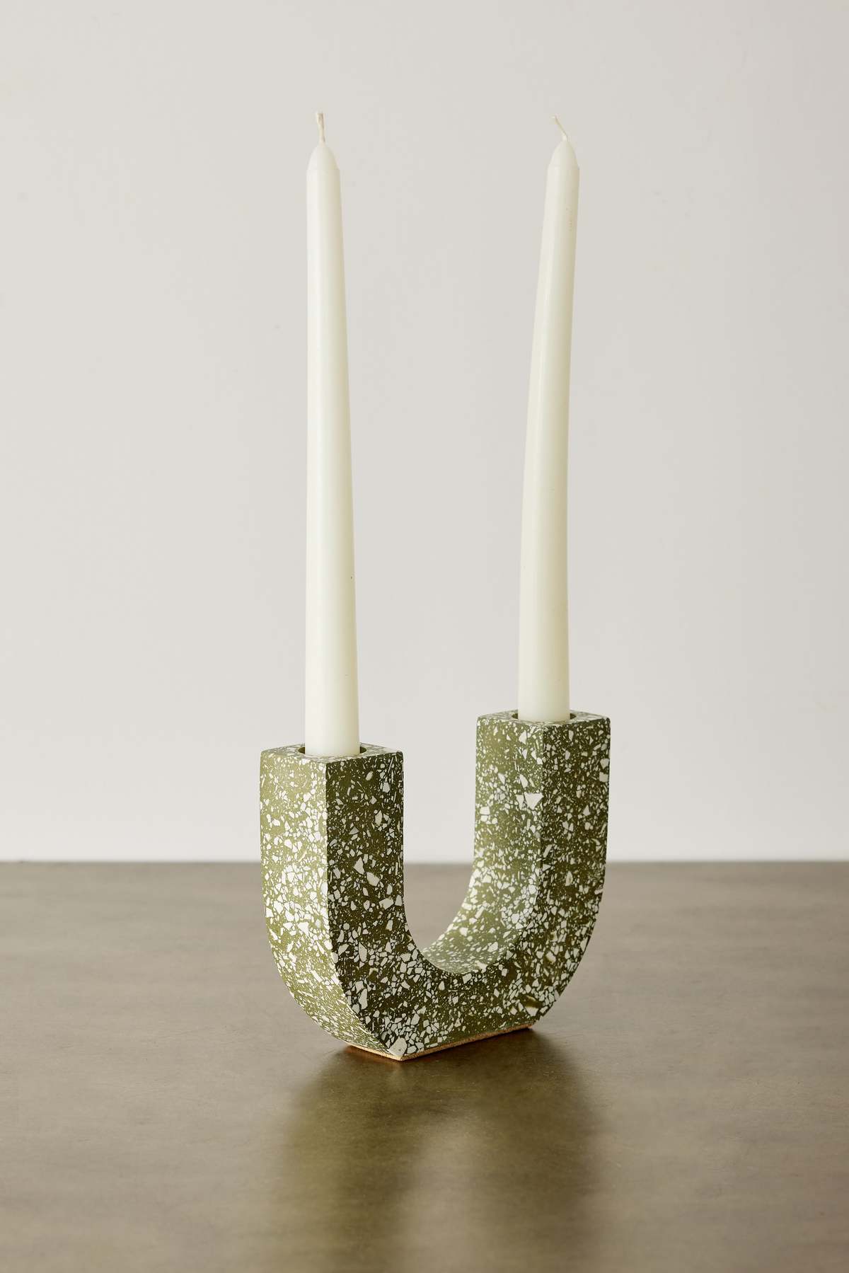 Kanju Interiors U-Shaped Terrazzo Taper Candle Holder - Image 1 of 4