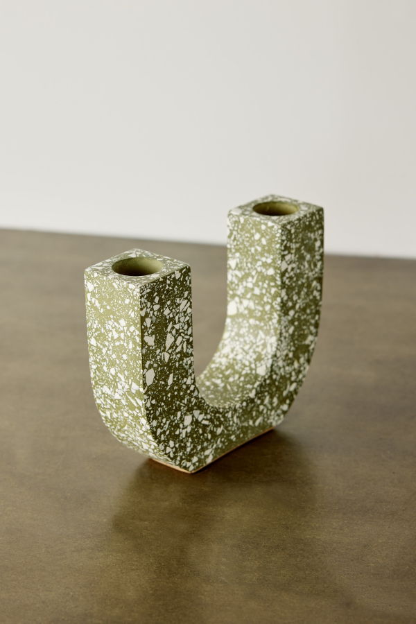 Kanju Interiors U-Shaped Terrazzo Taper Candle Holder