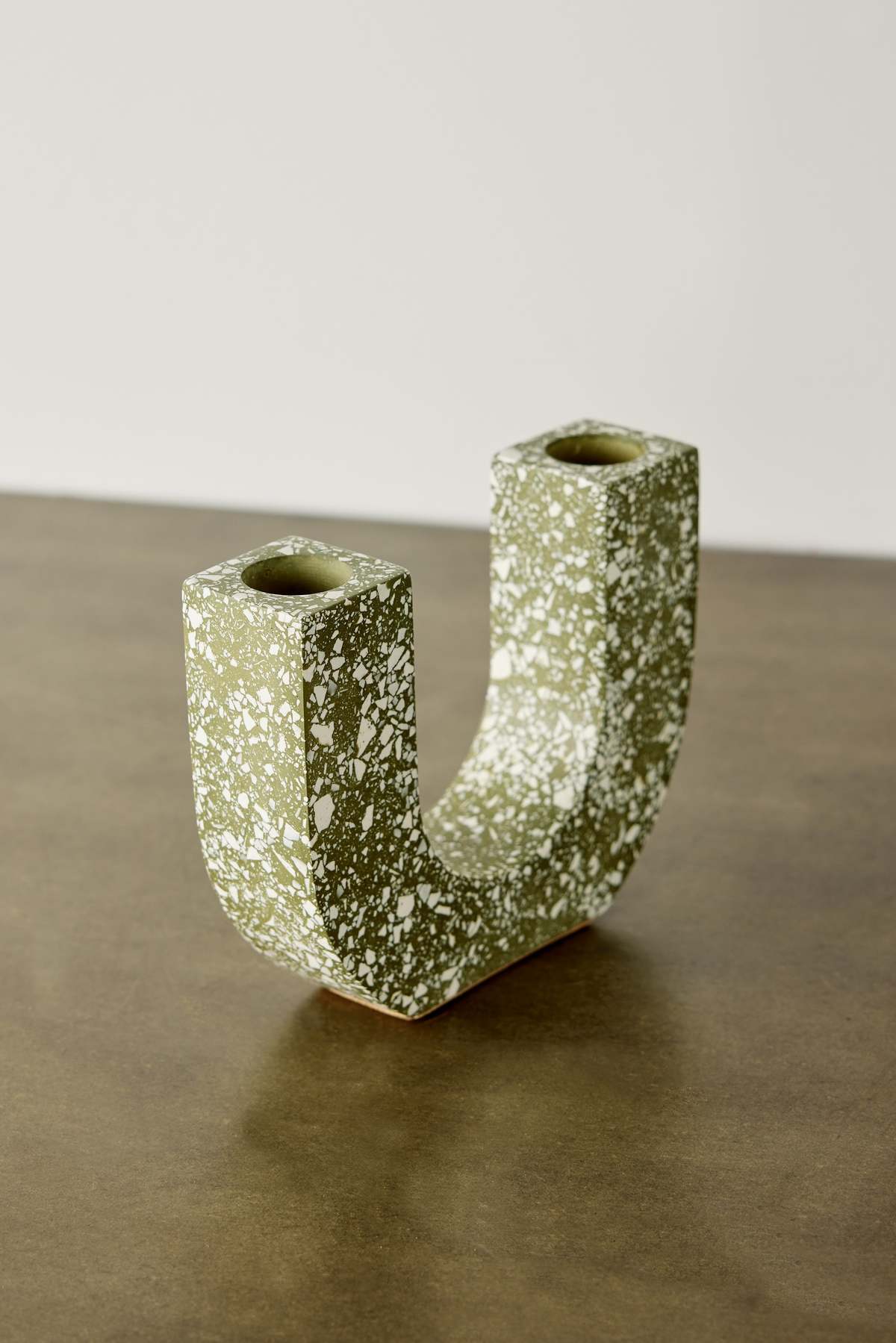Kanju Interiors U-Shaped Terrazzo Taper Candle Holder - Image 2 of 4