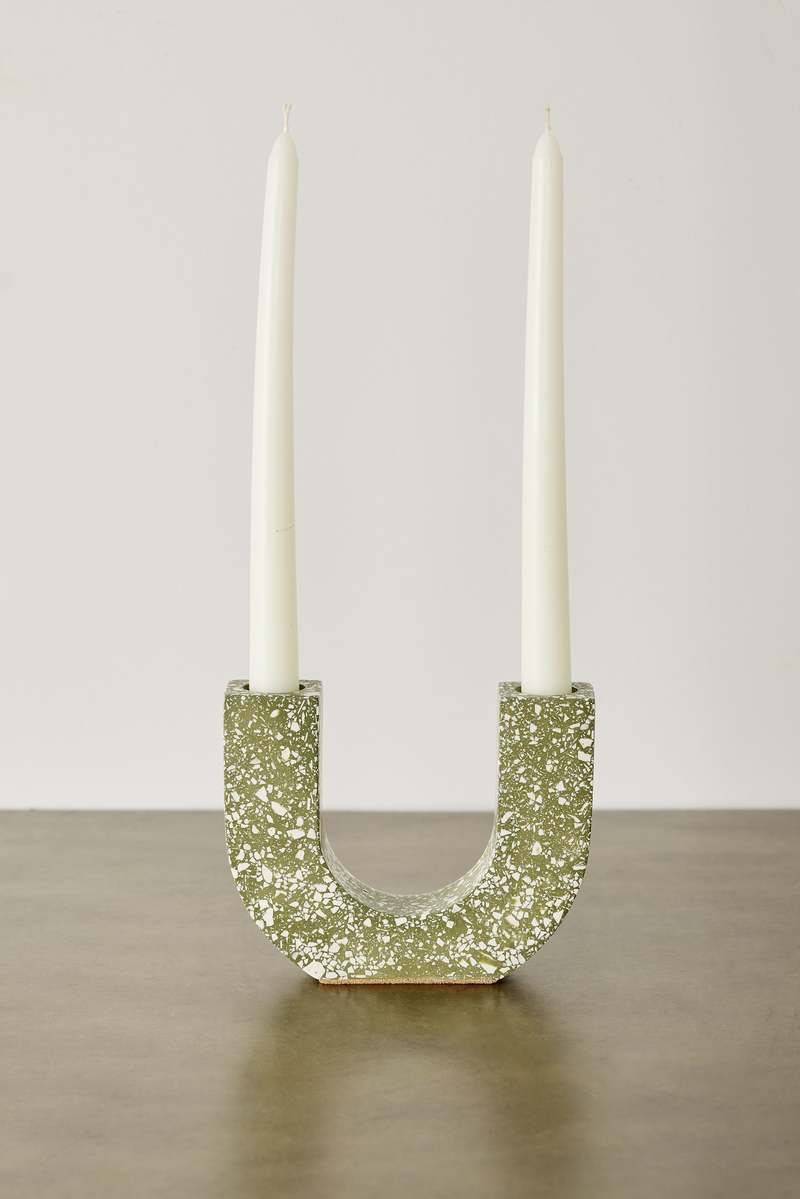 Kanju Interiors U-Shaped Terrazzo Taper Candle Holder