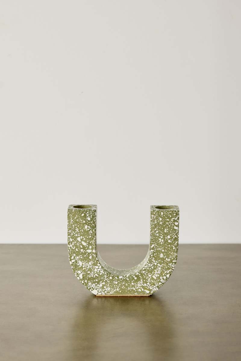 Kanju Interiors U-Shaped Terrazzo Taper Candle Holder