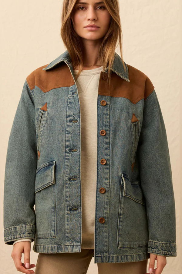 Faherty Ridge Back Denim Suede Jacket