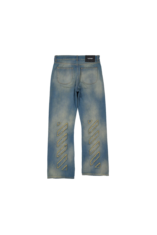 Off-White Diag Raw Patch 90s Skate Jeans - Dirty Blue
