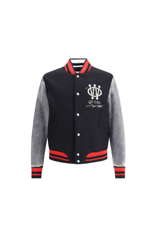 Off-White Gothic OW Wool Den Reg Varsity Bomber Jacket
