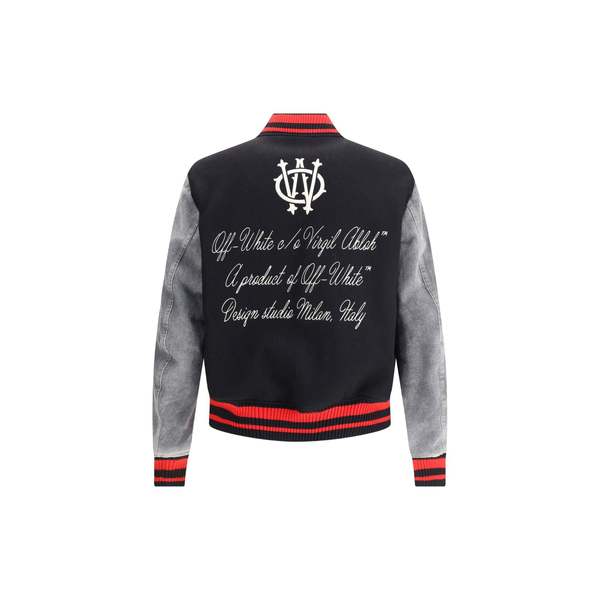 Off-White Gothic OW Wool Den Reg Varsity Bomber Jacket