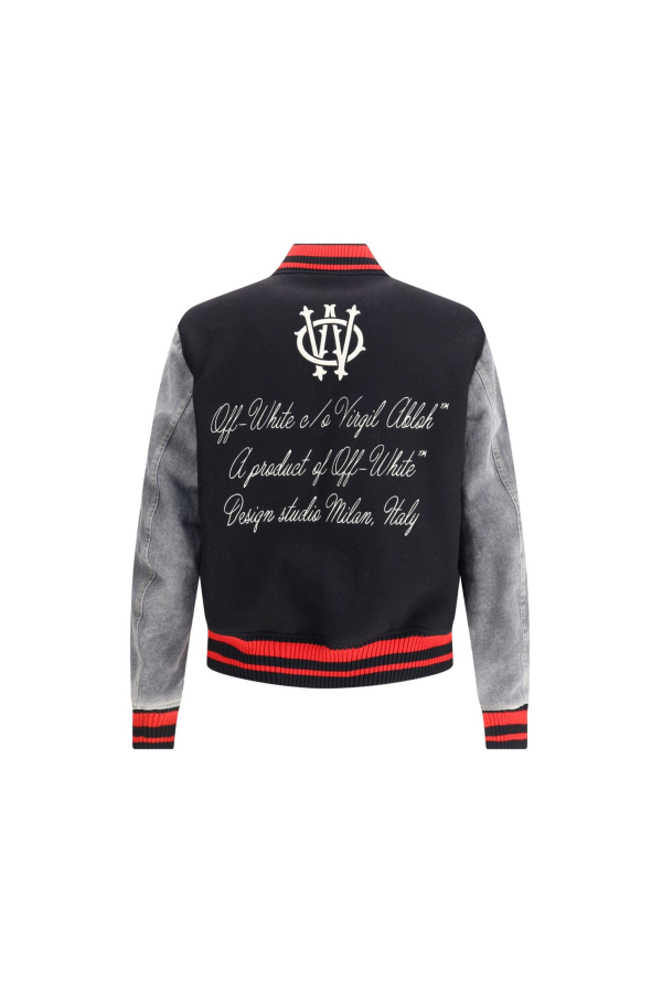 Off-White Gothic OW Wool Den Reg Varsity Bomber Jacket