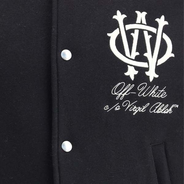 Off-White Gothic OW Wool Den Reg Varsity Bomber Jacket