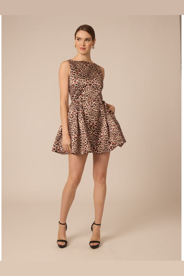 Gilner Farrar Adrianne Dress - Kaleidoscope Leopard Print