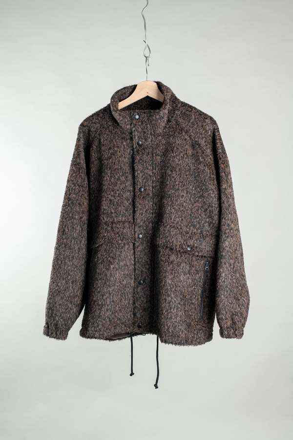 archie Funnel Zip Jacket - Black / Brown