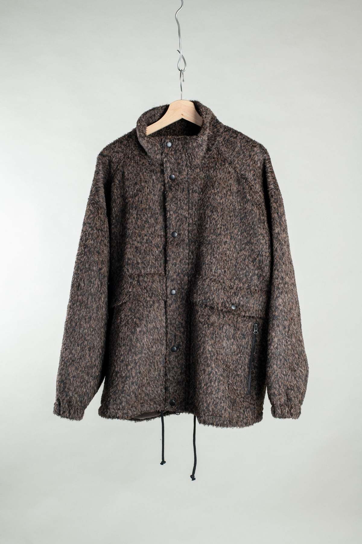 archie Funnel Zip Jacket - Black / Brown - Image 1 of 7