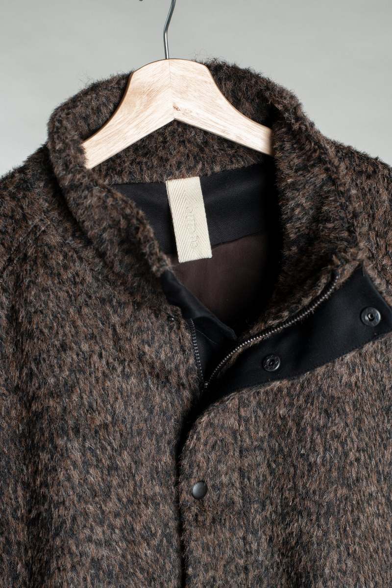 archie Funnel Zip Jacket - Black / Brown