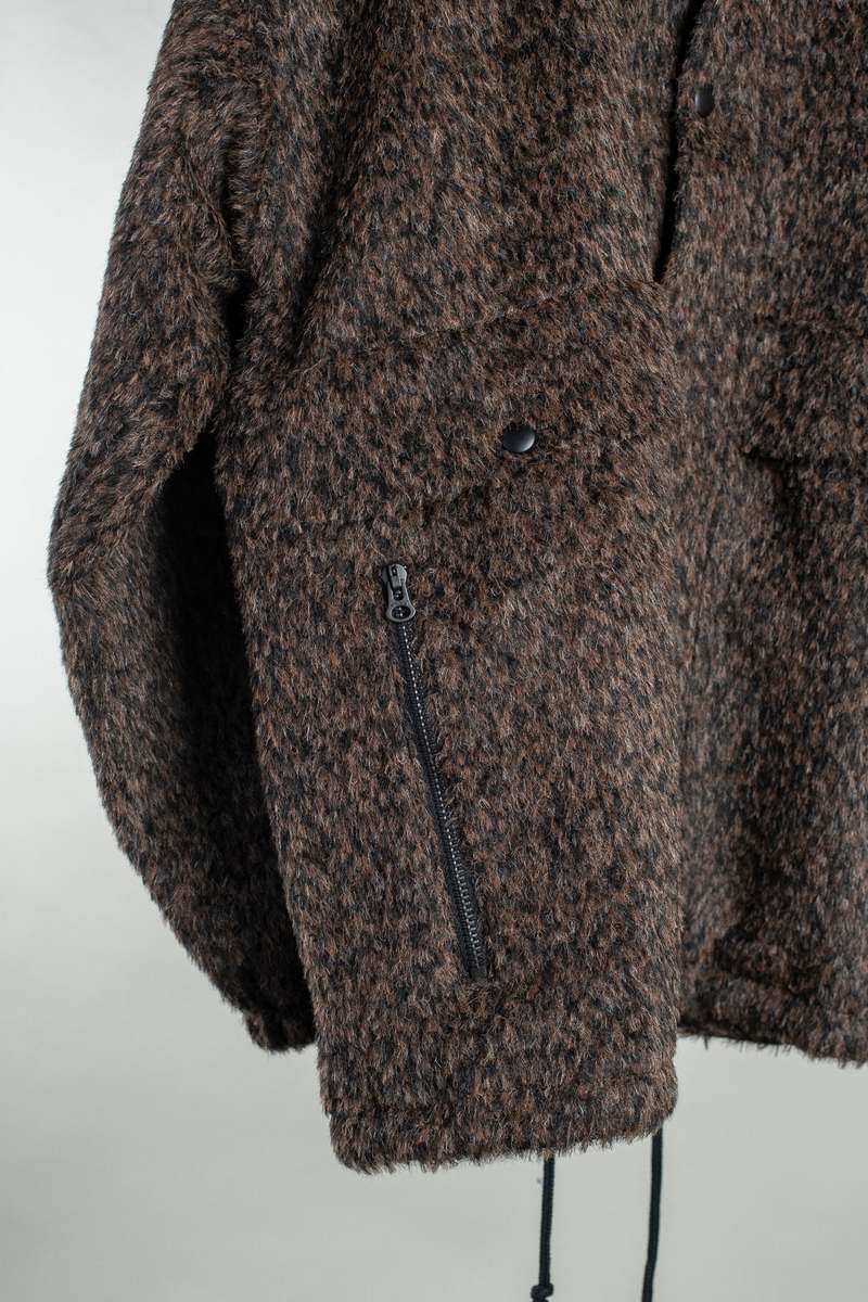 archie Funnel Zip Jacket - Black / Brown