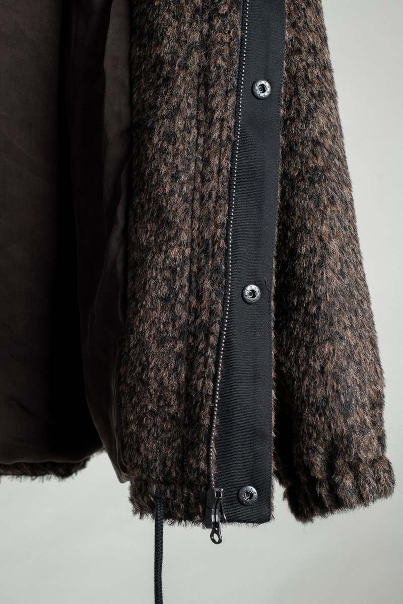 archie Funnel Zip Jacket - Black / Brown