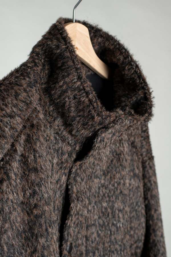 archie Funnel Zip Jacket - Black / Brown