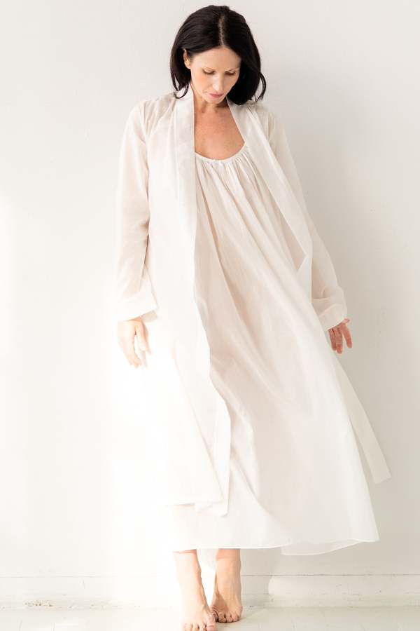 Salua Lingerie Classic Long Cotton/Silk Robe