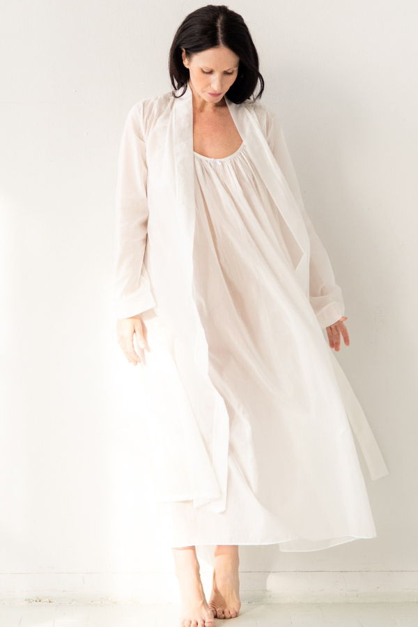 Salua Lingerie Classic Long Cotton/Silk Robe