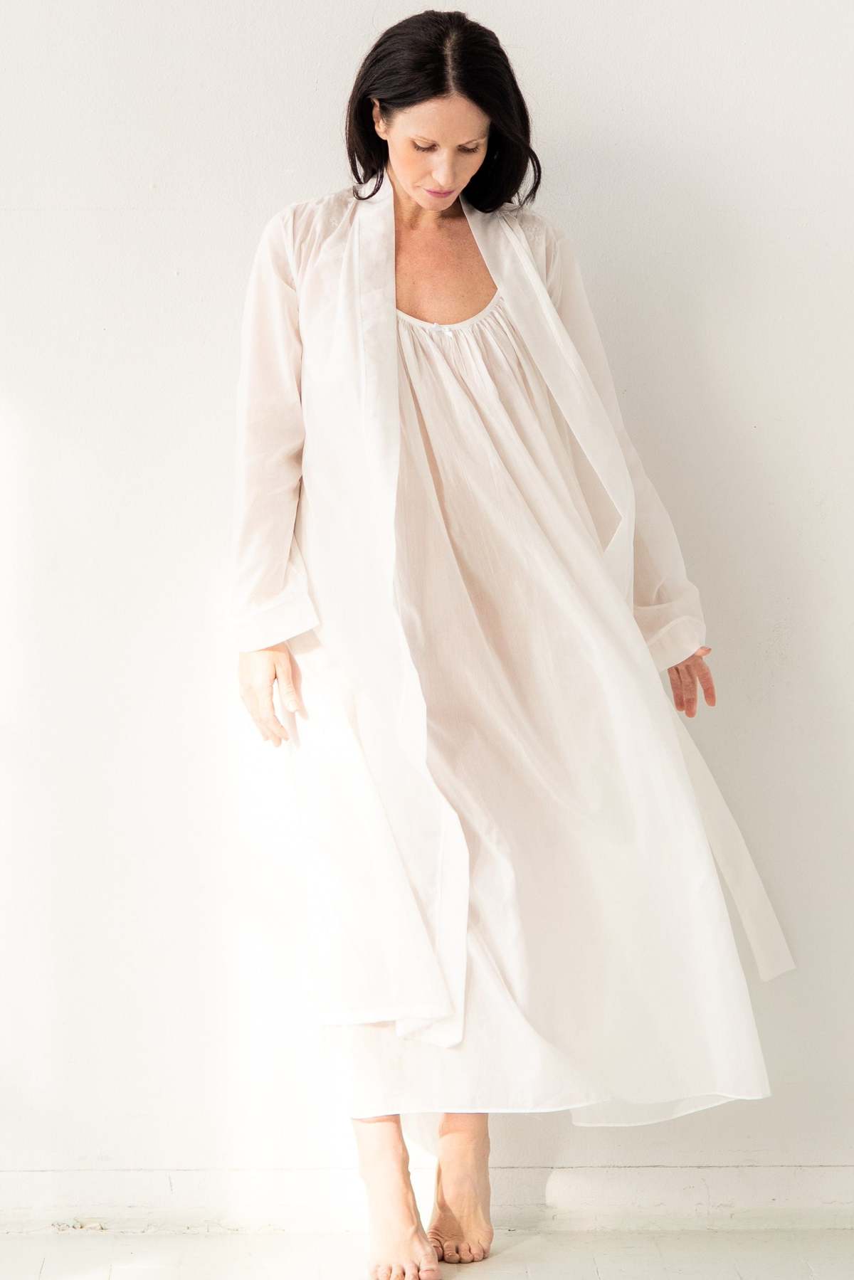 Salua Lingerie Classic Long Cotton/Silk Robe - Image 1 of 8