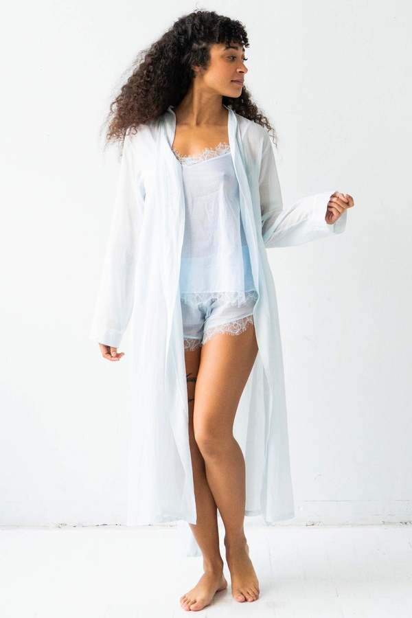 Salua Lingerie Classic Long Cotton/Silk Robe