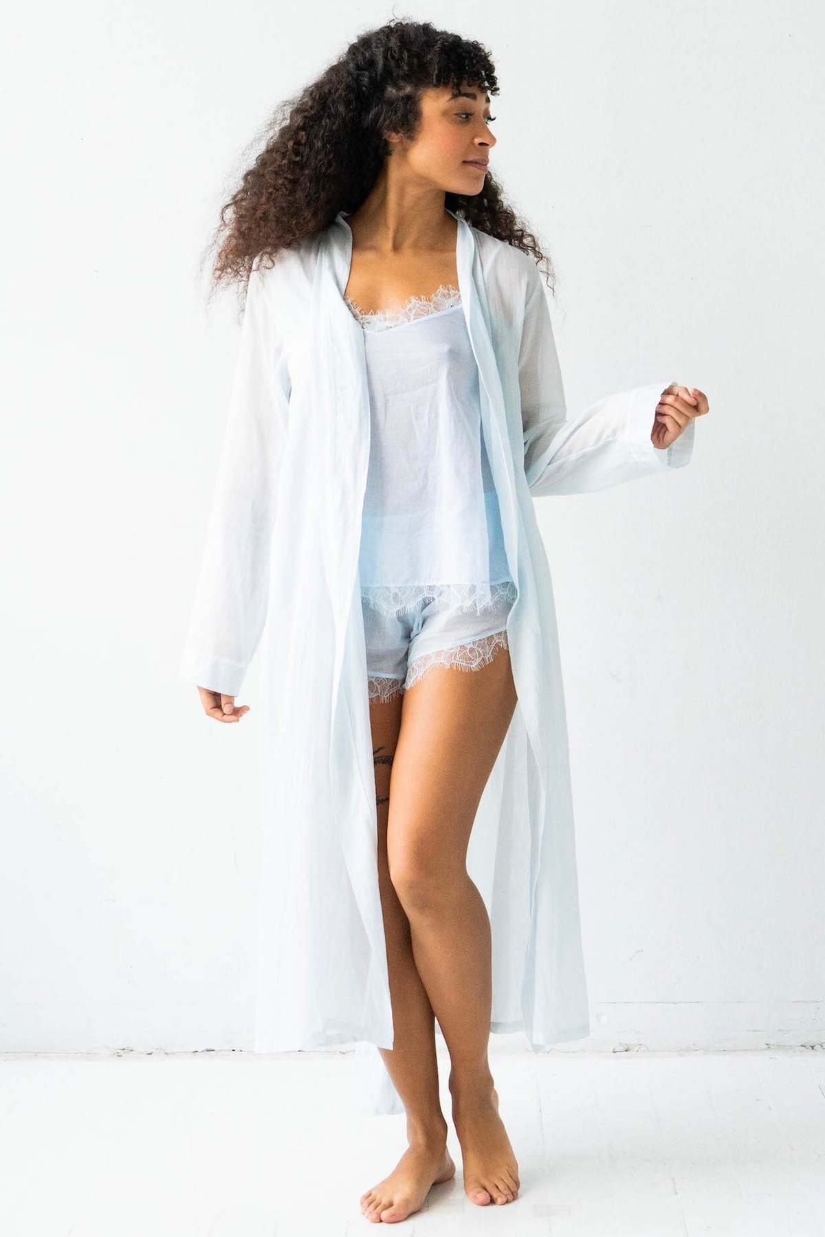 Salua Lingerie Classic Long Cotton/Silk Robe - Image 5 of 8