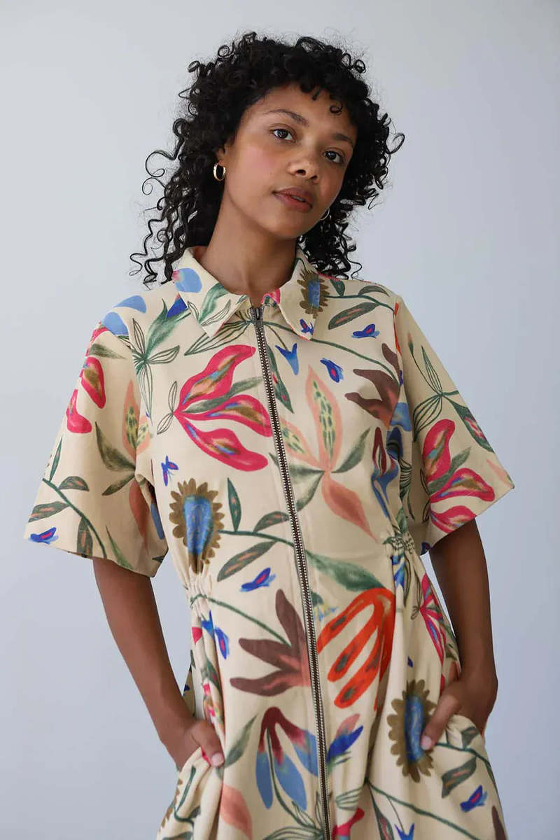 Noble Long Utility Dress Laura Burke Print Dress