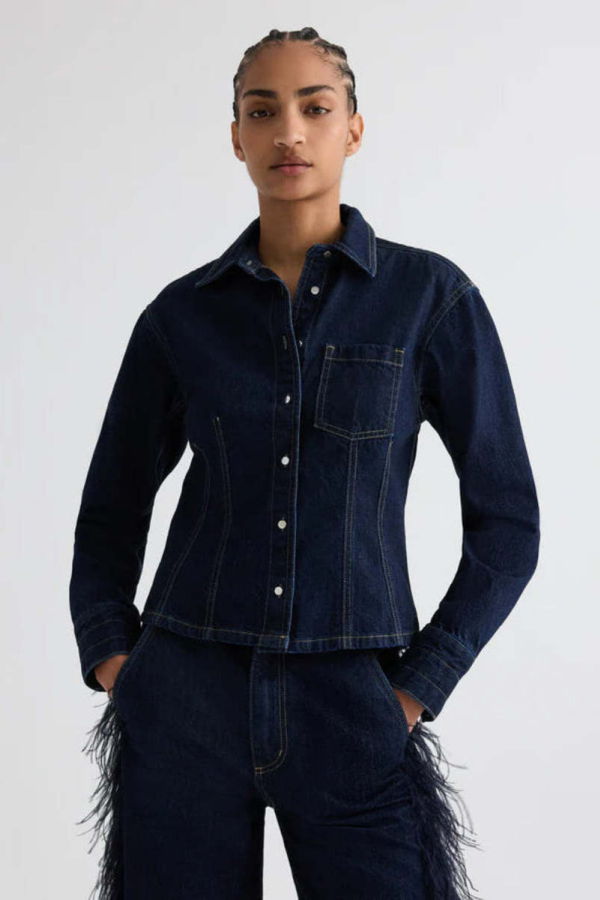 TWP Franny Cotton Blouse - Indigo Resin