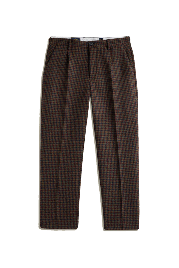 Portuguese Flannel Single Pleat Trouser - Pied Poule