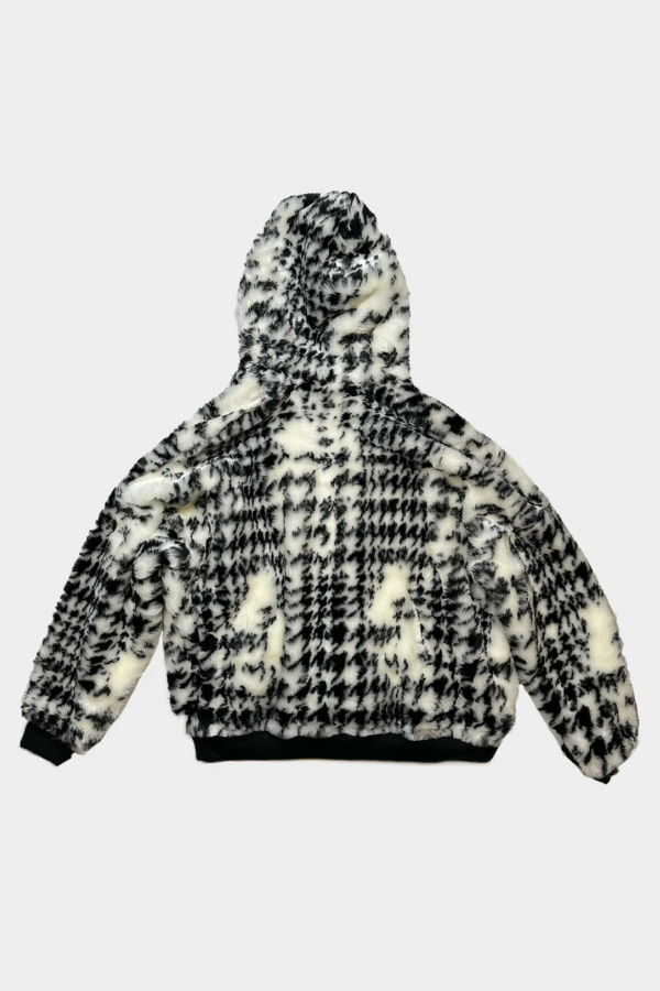 Sulvam Houndstooth Fur Hooded Blouson