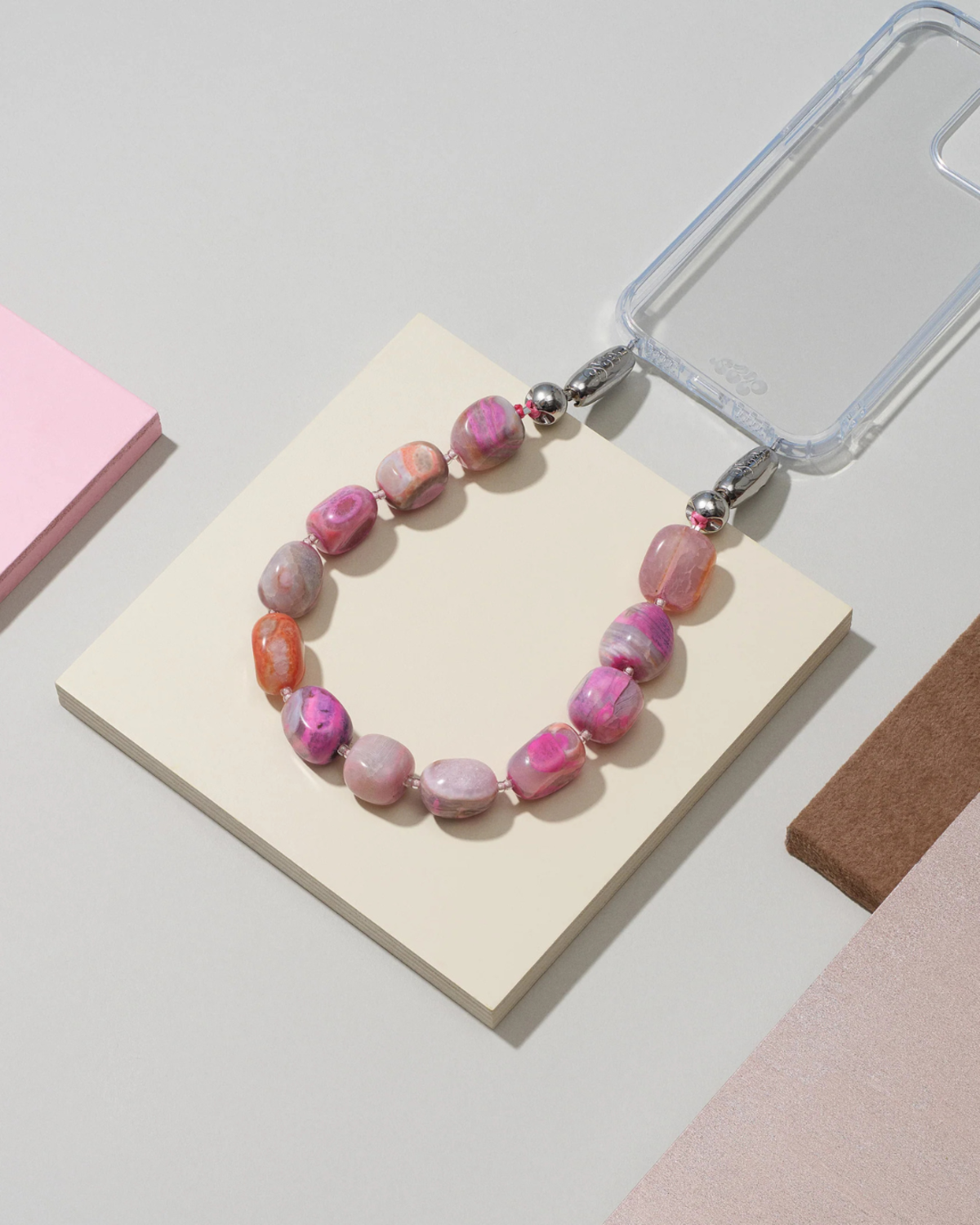 OSSA NEW YORK Large Cut Gemstone Wristlet - Fuchsia Agate - Image 2 of 6