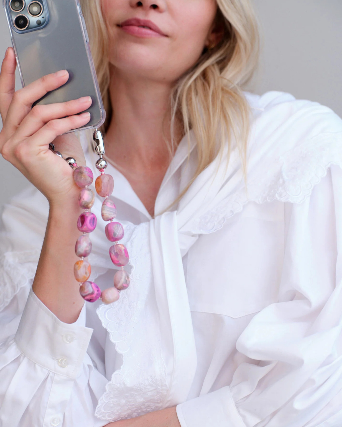 OSSA NEW YORK Large Cut Gemstone Wristlet - Fuchsia Agate - Image 5 of 6