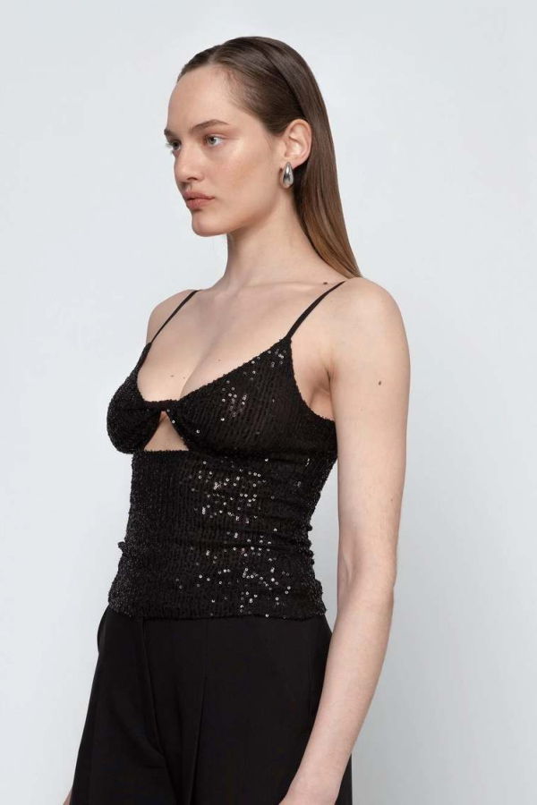 Esthé Sequin Twisted Cut-Out Top