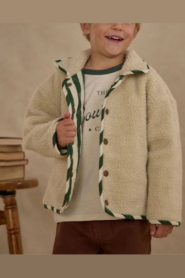 KIDS Rylee + Cru LLC Quilted Winter Coat - Green Stripe