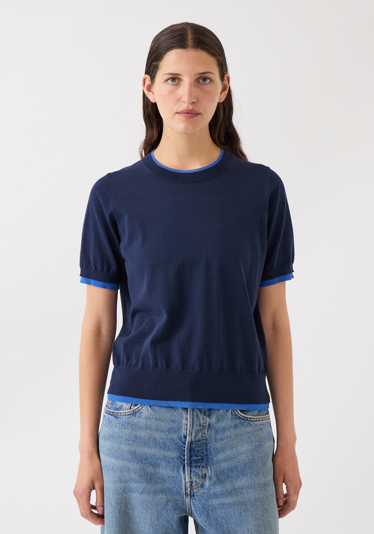 DEMYLEE Mindy Fine Cotton Top - Navy / Blue - Image 1 of 2