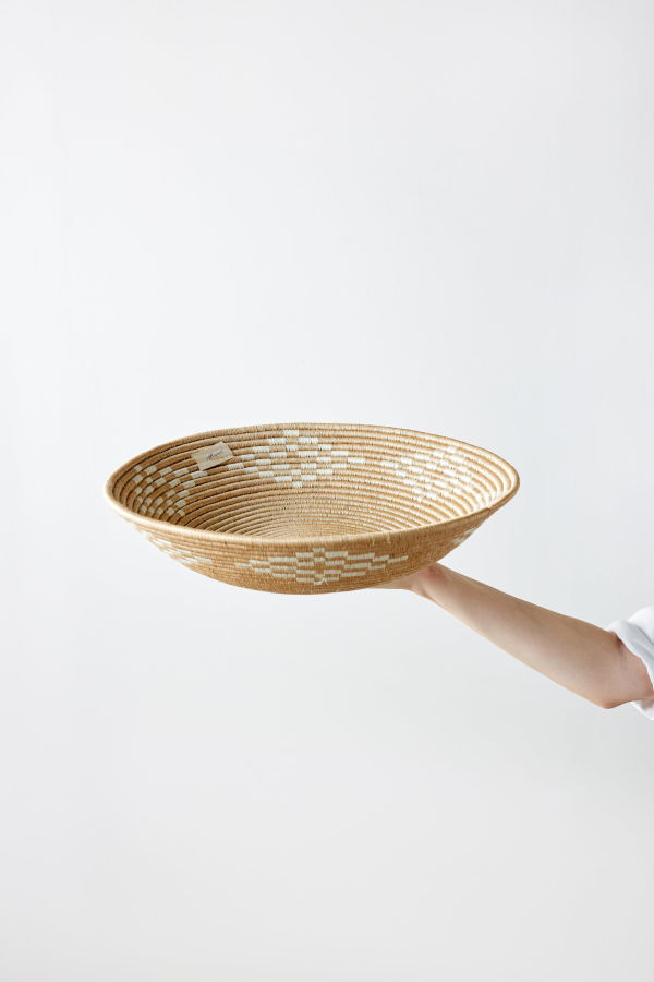 Kanju Interiors Blonde Rwanda Ivory Diamond Wall Basket