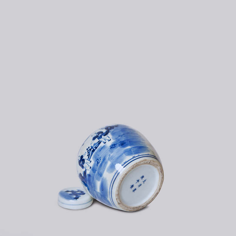 Cobalt Guild Blue and White Porcelain Playing Children Round Storage Jar - Thumbnail 4