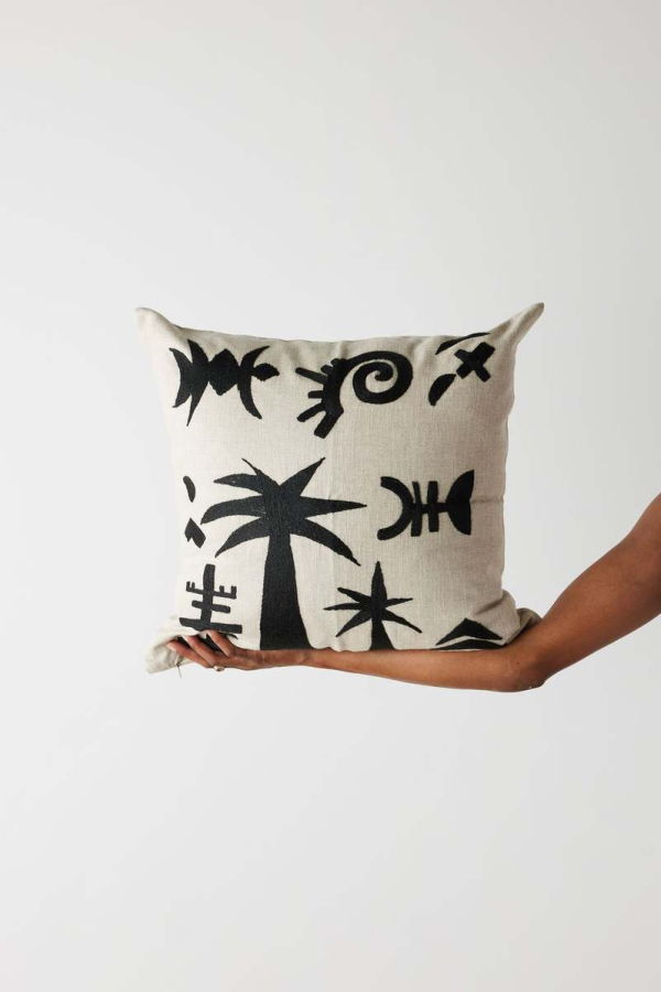 Kanju Interiors Keiskamma Embroidered Throw Pillow - Black