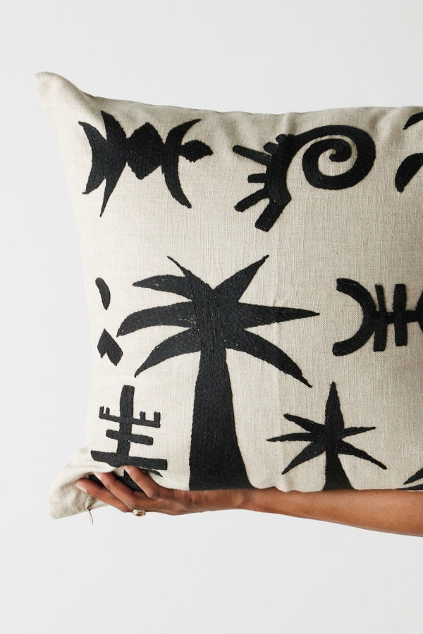 Kanju Interiors Keiskamma Embroidered Throw Pillow - Black