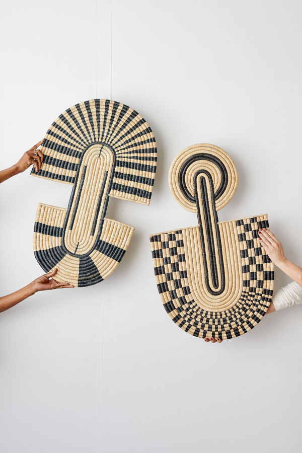 Kanju Interiors Maravi Patterned Black & Natural Woven Wall Art