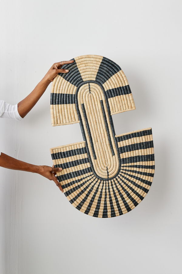 Kanju Interiors Maravi Patterned Black & Natural Woven Wall Art