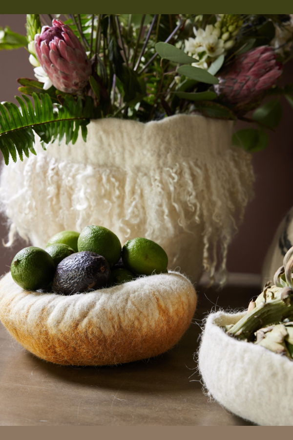 Kanju Interiors Marigold Yellow Ombre Wool Ukhamba Bowl