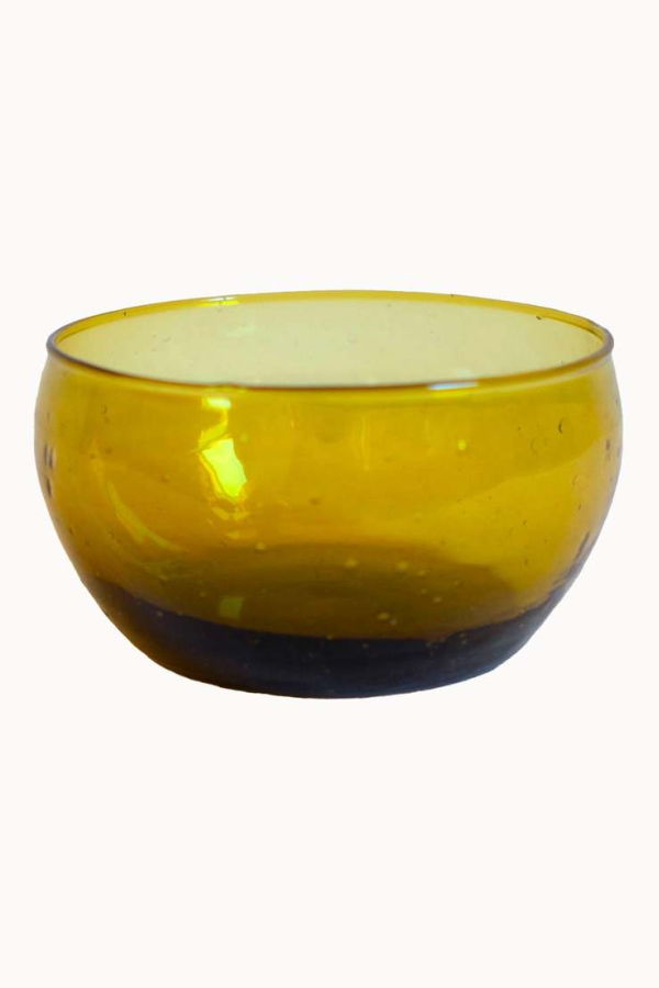 APARTMENT F Ochre Handblown Glass Low Bowl