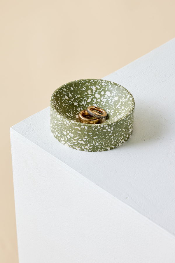 Kanju Interiors Olive Green Terrazzo Trinket Bowl