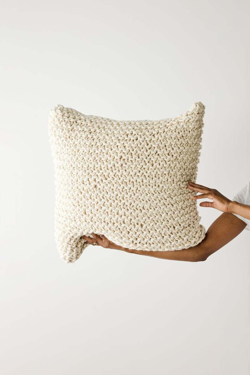 Kanju Interiors Oversized Chunky Handknit Pillow - Ecru