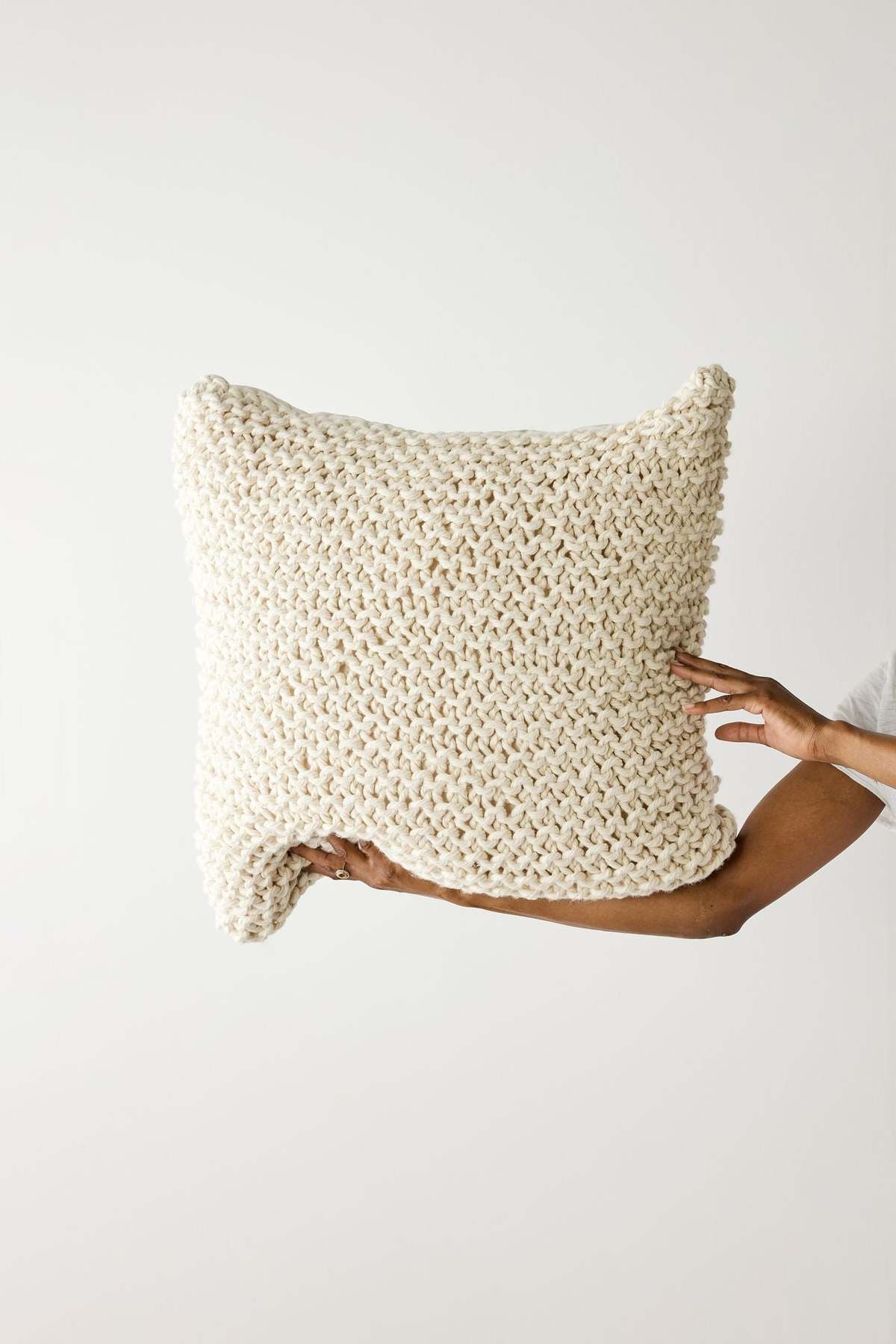 Kanju Interiors Oversized Chunky Handknit Pillow - Ecru - Image 3 of 4