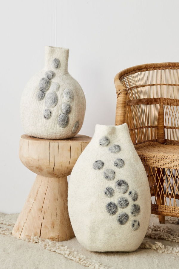 Kanju Interiors Pebble Hand-Felted Wool Gourd Basket