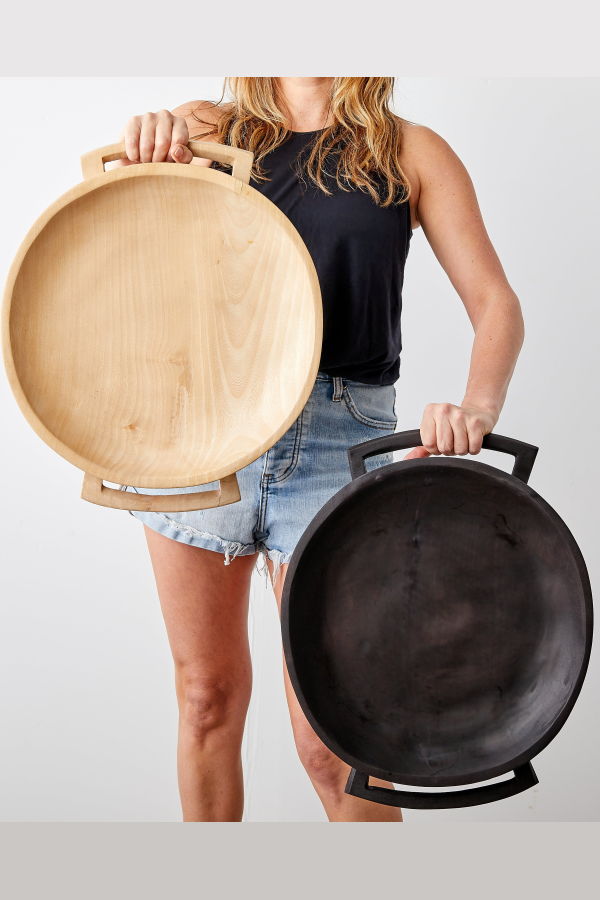 Kanju Interiors Swazi Round Wood Serving Platter