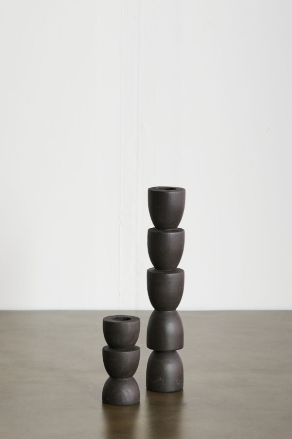 Kanju Interiors Totem Pine Wood Taper Candlestick Holder