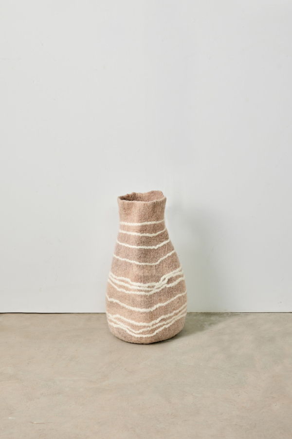 Kanju Interiors Tribal Lines Wool Gourd Basket