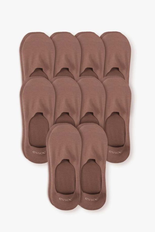Essoc Inc Unisex Cotton No Show 10-Pack Socks - Toffee Tan